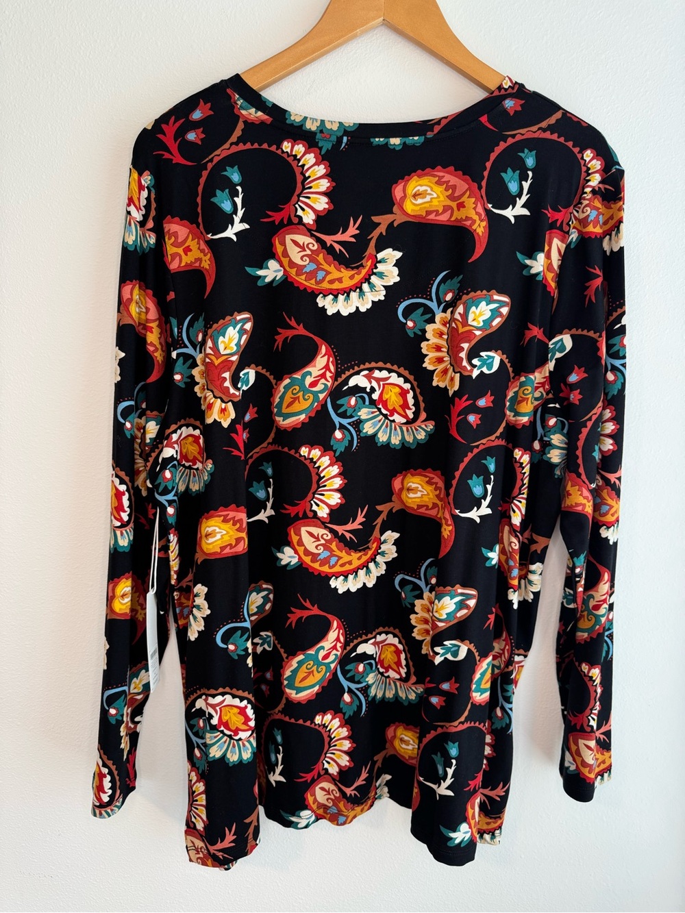 NWT Chico's Black Paisley-Print Long Sleeve Tunic Top Size XXL - Picture 2 of 12